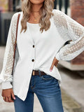 Button Up V-Neck Long Sleeve Outerwear - Trendsi - Flyclothing LLC