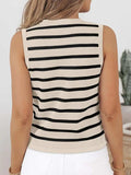 Striped V-Neck Knit Vest - Trendsi - Flyclothing LLC