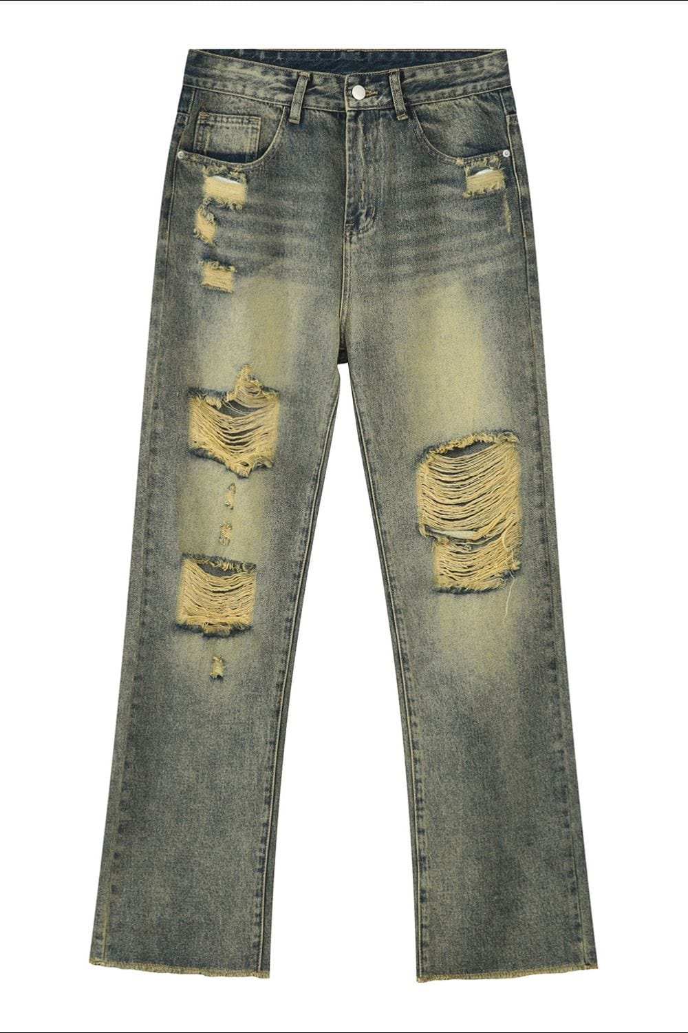 Distressed Mid Rise Jeans with Pockets - Trendsi - Flyclothing LLC
