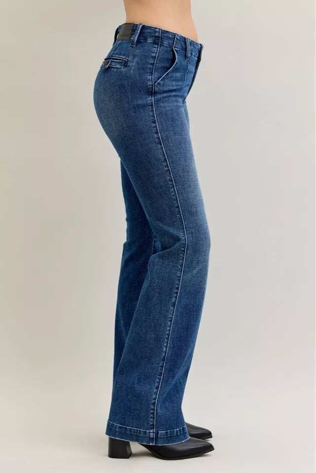 Judy Blue Full Size Mid Rise Bootcut Jeans with Welt Pockets Plus Size - Trendsi - Flyclothing LLC