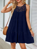 Ruffled Hem Lace Sleeveless Dress - Trendsi - Flyclothing LLC