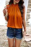 Frill Ruched Mock Neck Sleeveless Blouse - Trendsi - Flyclothing LLC