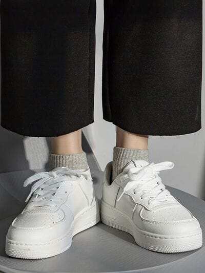 Lace Up Round Toe Platform Shoes - Trendsi - Flyclothing LLC