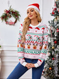 Christmas Element Round Neck Long Sleeve Sweater - Trendsi - Flyclothing LLC