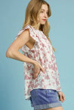 Umgee Full Size Two Tone Boxy Cut Floral Print Blouse Plus Size - Trendsi - Flyclothing LLC