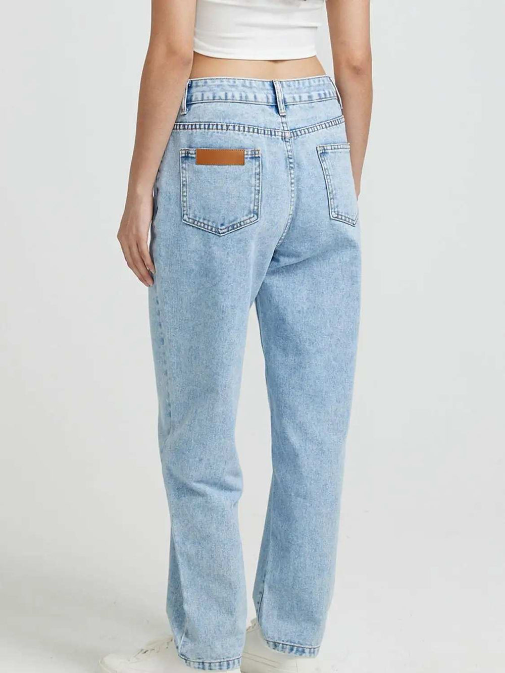 Pocketed Straight Leg Jeans - Trendsi - Flyclothing LLC