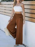 Pocketed Elastic Waist Wide Leg Pants - Trendsi - Flyclothing LLC