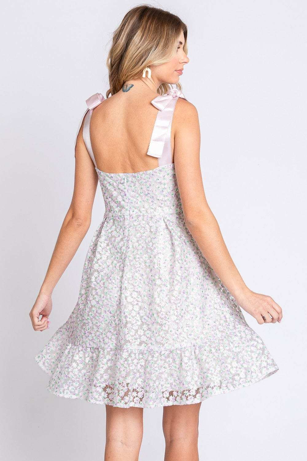 GeeGee Mesh Floral Embroidered Sleeveless Dress - Trendsi - Flyclothing LLC