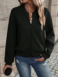 Textured Zip Up Long Sleeve Jacket - Trendsi - Flyclothing LLC