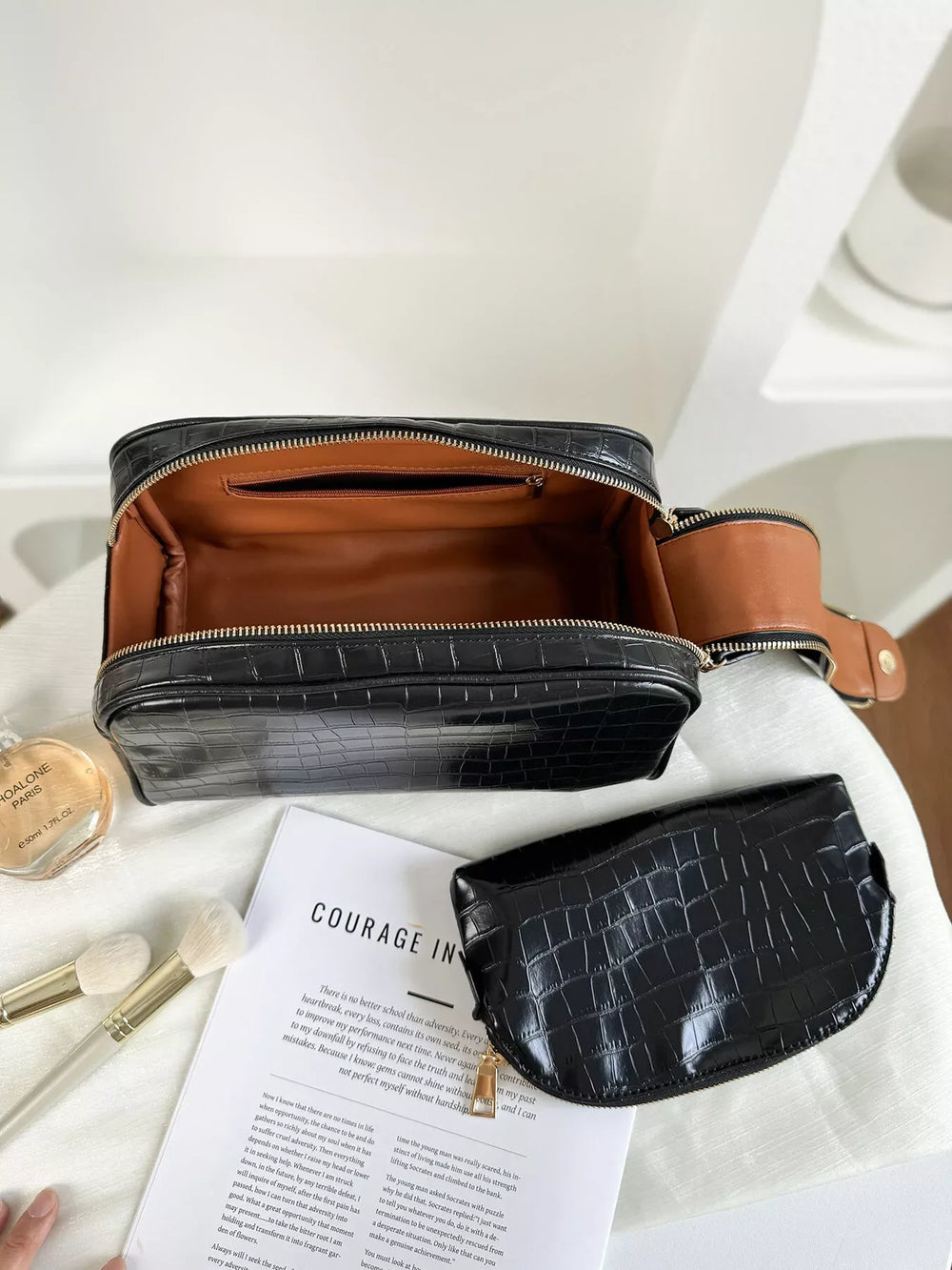 Top Handle Handbag with Clutch Bag - Trendsi - Flyclothing LLC