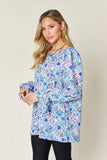 Double Take Full Size Printed Flounce Sleeve Blouse - Trendsi - Flyclothing LLC