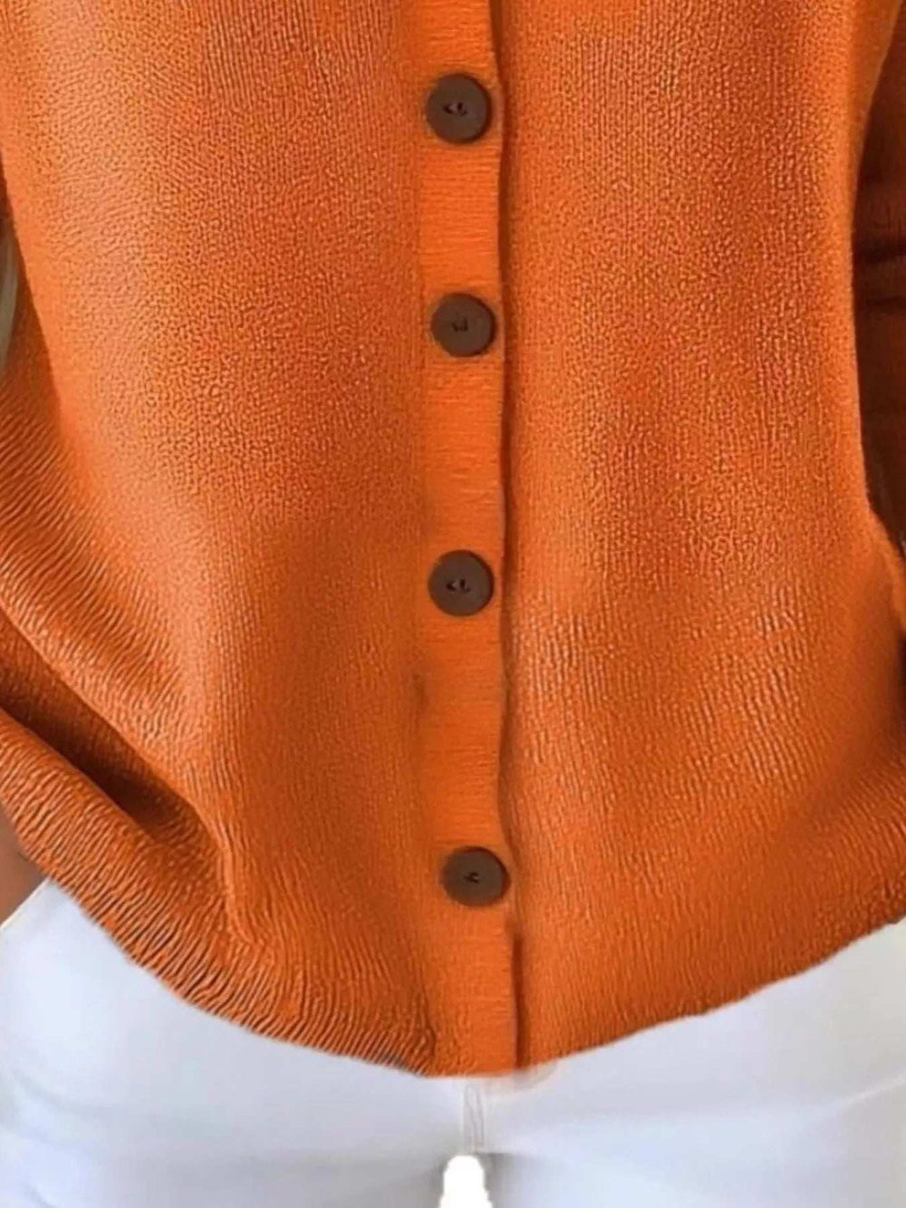 Full Size Button-Front V-Neck Cardigan Plus Size - Trendsi - Flyclothing LLC