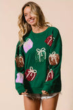 BiBi Sequin Christmas Gift Box Embroideries Pullover - Trendsi - Flyclothing LLC