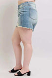 Judy Blue Full Size High Rise Washed Fly Stitch Detail and Destroy Denim Shorts Plus Size - Trendsi - Flyclothing LLC
