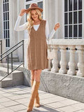 Lovelet Cable Knit V-Neck Mini Sweater Overall Dress - Trendsi - Flyclothing LLC