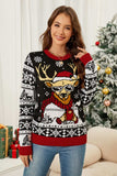 Christmas Pattern Round Neck Long Sleeve Sweater - Trendsi - Flyclothing LLC