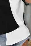 Color Block Notched Short Sleeve T-Shirt - Trendsi - Flyclothing LLC
