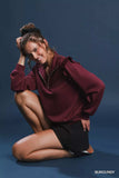 Umgee Luxeknit Ruffle Shoulder Quarter-Zip Sweatshirt - Trendsi - Flyclothing LLC