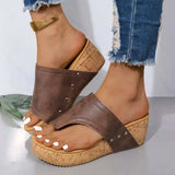 PU Leather Wedge Sandals - Trendsi - Flyclothing LLC