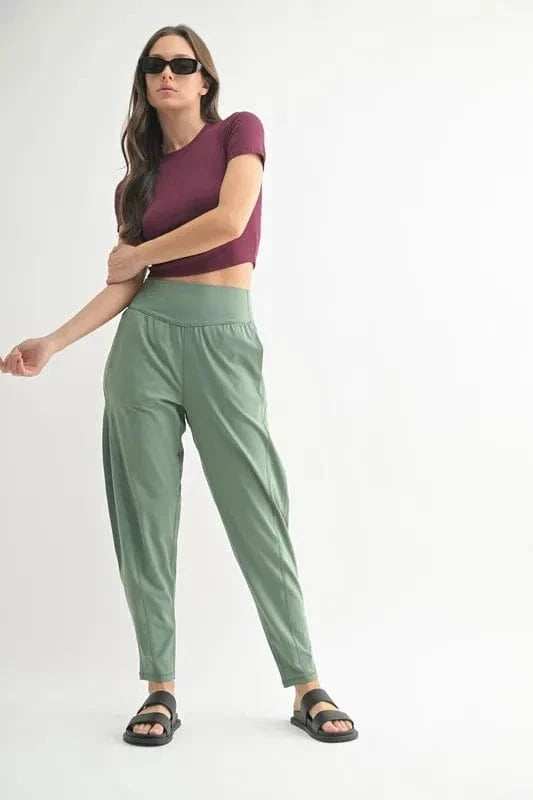 MONO B Flowbarrel High Waist Active Pants - Trendsi - Flyclothing LLC