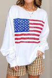 US Flag Round Neck Long Sleeve Sweatshirt - Trendsi - Flyclothing LLC