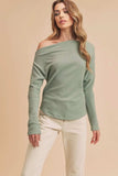 Aemi + Co One Shoulder Long Sleeve Knit Top - Trendsi - Flyclothing LLC