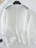 Openwork Open Front Long Sleeve Cardigan - Trendsi - Flyclothing LLC