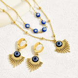 Stainless Steel Resin Necklace and Earrings Jewelry Set - Trendsi - Flyclothing LLC