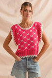 SO ME Bow Ribbon Pattern Sweater Top with Back Key Hole - Trendsi - Flyclothing LLC