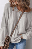 Exposed Seam Long Sleeve Sweatshirt - Trendsi - Flyclothing LLC