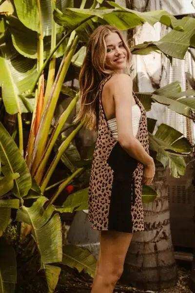 BiBi Leopard Sleeveless Overalls with Pockets - Trendsi - Flyclothing LLC