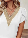 V-Neck Petal Sleeve Blouse - Trendsi - Flyclothing LLC