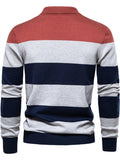 Men's Striped Long Sleeve Knit Polo - Trendsi - Flyclothing LLC