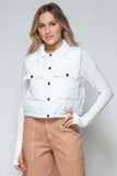Snobbish Snap Down Quilted Crop Vest - Trendsi - Flyclothing LLC