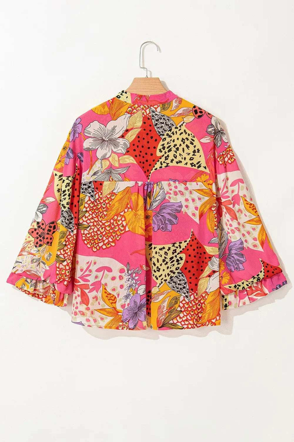 Printed Button Down Long Sleeve Shirt - Trendsi - Flyclothing LLC