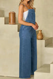 Adjustable Tie Straps Wide Leg Denim Overalls - Trendsi - Flyclothing LLC