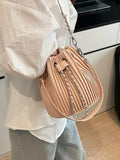 Pleated Bucket Crossbody Bag - Trendsi - Flyclothing LLC