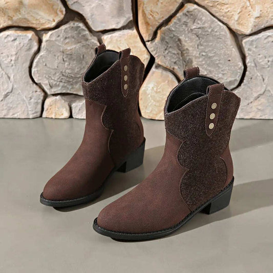 Suede Point Toe Block Heel Boots - Trendsi - Flyclothing LLC