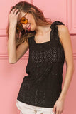 BiBi Eyelet Ruffle Wide Strap Tank - Trendsi - Flyclothing LLC