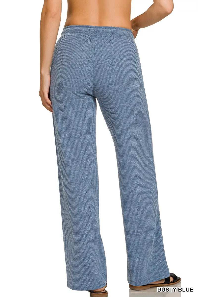 Zenana Ribbed Drawstring Lounge Pants - Trendsi - Flyclothing LLC
