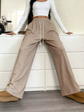 Full Size Drawstring High Waist Wide Leg Pants Plus Size - Trendsi - Flyclothing LLC