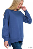 Zenana Fleece Hi-low Boyfriend Sweatshirts with Pockets - Trendsi - Flyclothing LLC