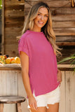 Exposed Seam Round Neck Short Sleeve T-Shirt - Trendsi - Flyclothing LLC