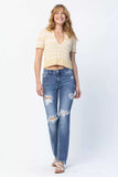 Judy Blue Full Size Mid Rise Destroy Straight Jeans Plus Size - Trendsi - Flyclothing LLC