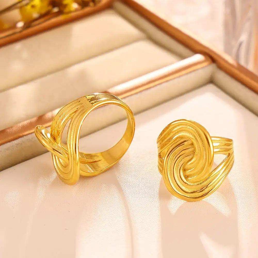 18K Gold-Plated Twisted Ring - Trendsi - Flyclothing LLC