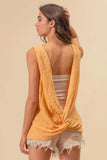 BiBi Textured Sweather Knit Twist Back Sleeveless Top - Trendsi - Flyclothing LLC