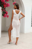 Cutout Openwork Round Neck Sleeveless Cover-Up - Trendsi - Flyclothing LLC