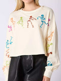 Halloween Colorful Sequin Skeleton Sweatshirt - Trendsi - Flyclothing LLC