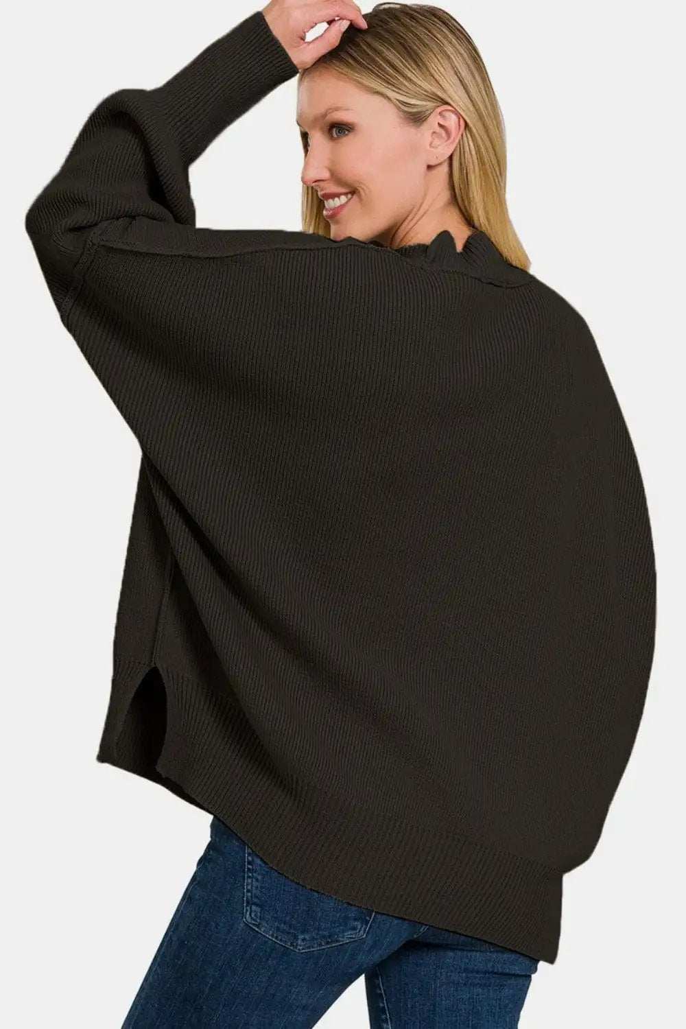 Zenana Side Sit Oversize Sweater - Trendsi - Flyclothing LLC