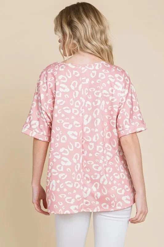 BOMBOM Loose Fit Animal Print Soft Knit Top - Trendsi - Flyclothing LLC